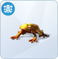 Золотая лягушка с йонкилистом и солнечными лучами