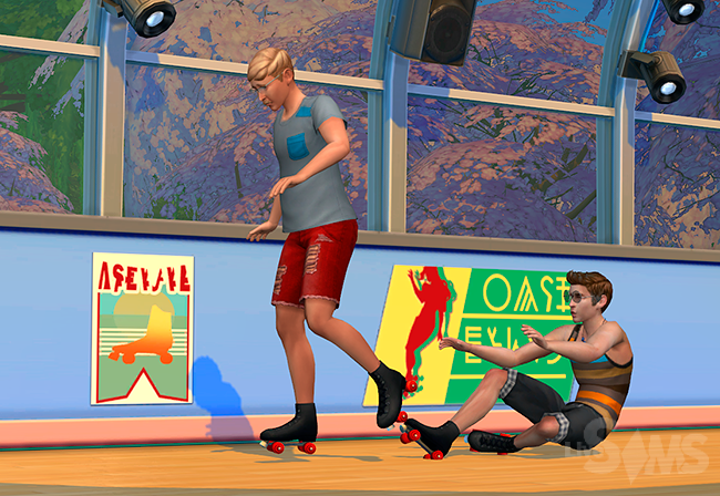 Сим падает во время катания на роликах в «The Sims 4»